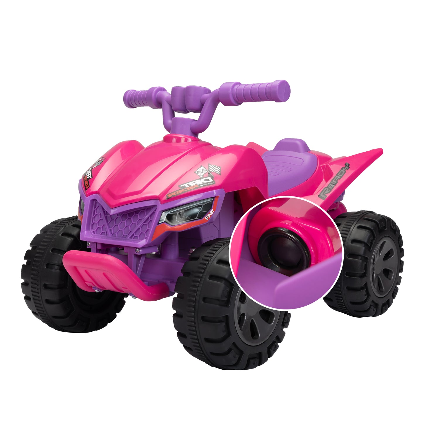 Kids Ride-on ATV, 6V Battery Powered Electric Quad Car with Music, LED Lights and Spray Device, 4 Wheeled Ride-on Toy for Toddlers Age 3-5, Rose Red