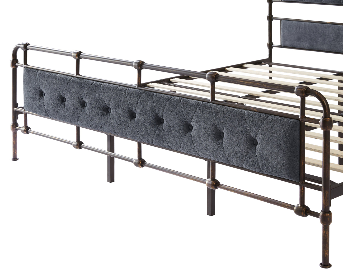 King size High Boad Metal bed with soft head and tail, no spring, easy to assemble, no noise