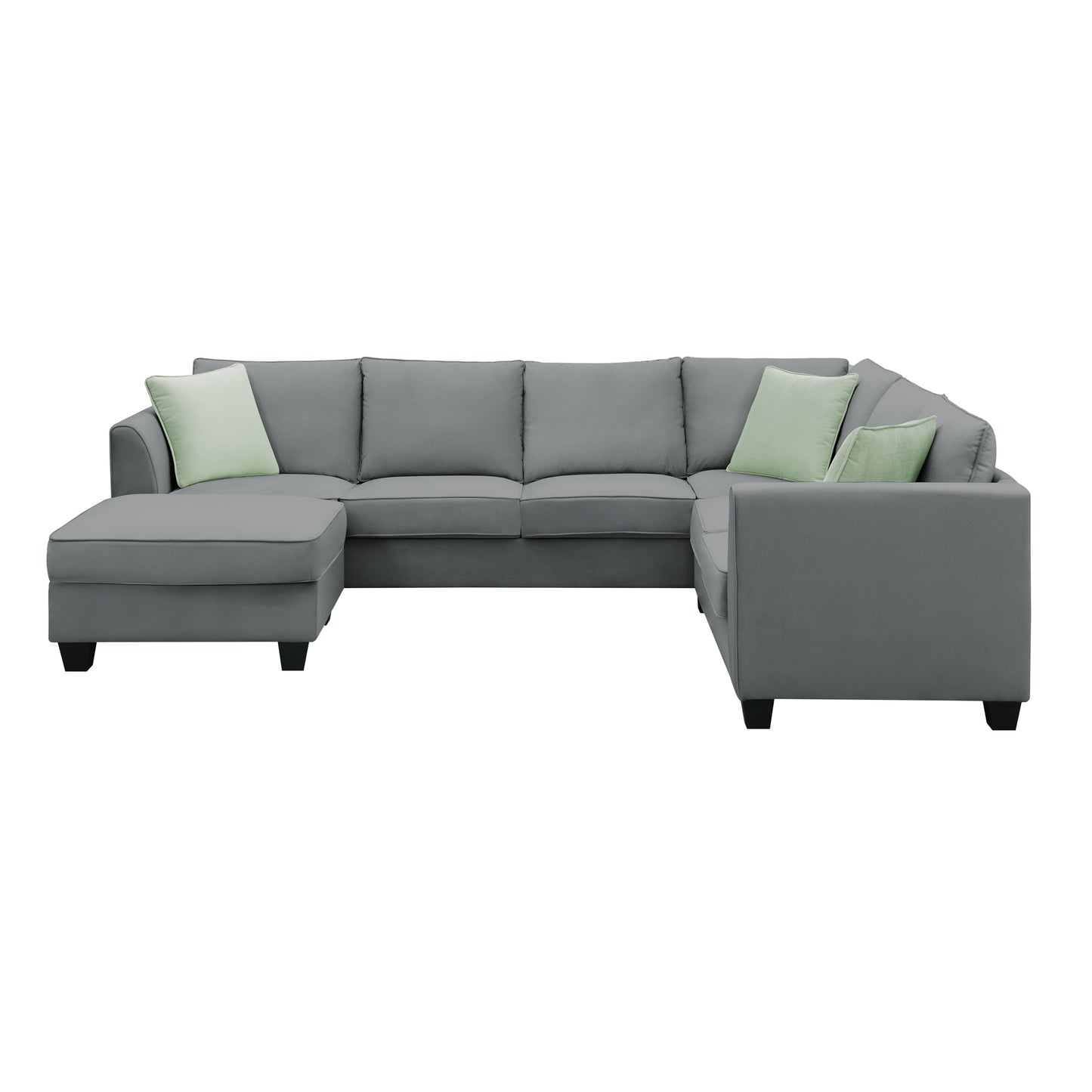 7-Seat Modular Sectional Sofa with Ottoman and Pillows - Grey (New GS008210AAG)