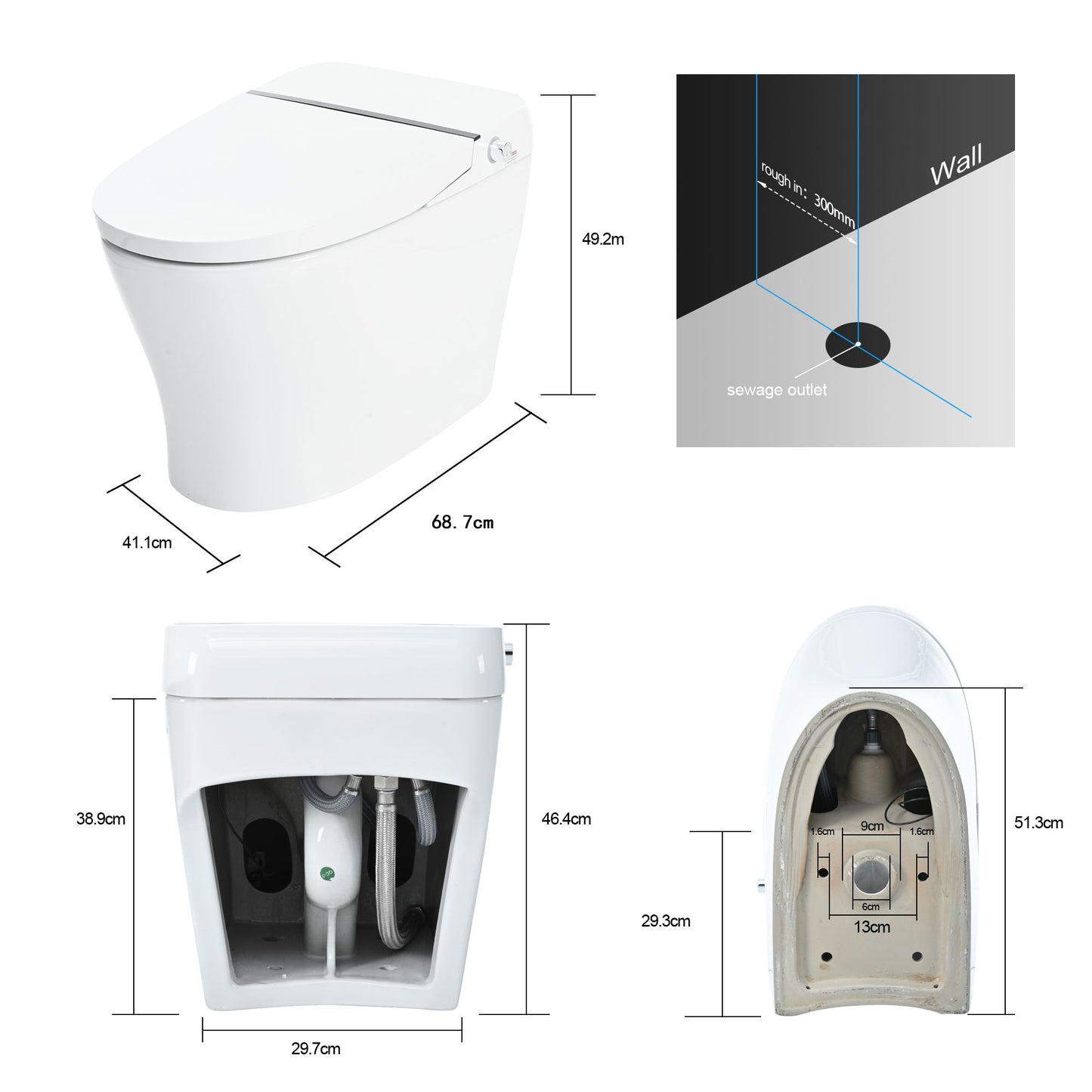 Heated Seat Smart Toilet, Upmarket Compact Dual Flush Toilet 1/1.28 GPF, Tank less toilet with Adjustable Temp Heated Seat, Foot sensor Flush, White Night Light, Knob Control, Power Outage Flushing