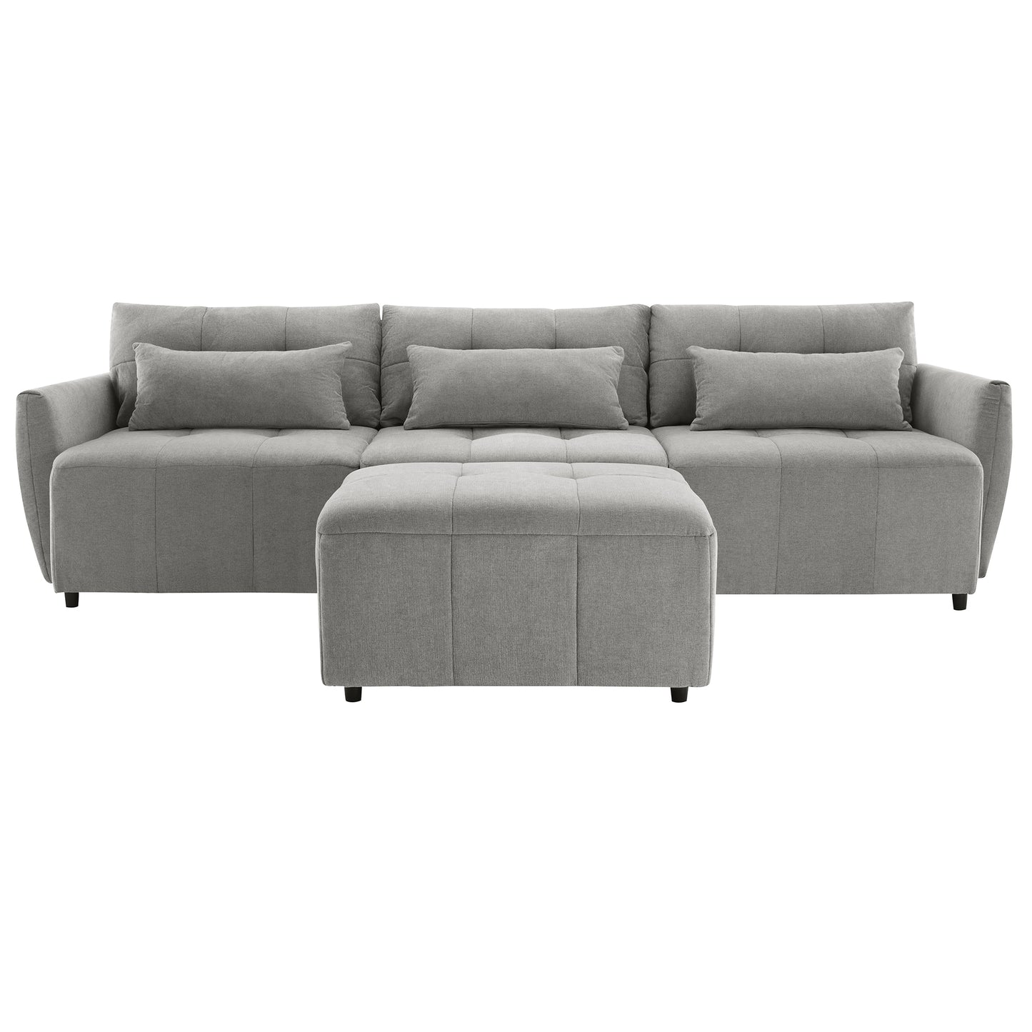 Convertible L-Shaped Sectional Sofa with Movable Ottoman and USB Ports