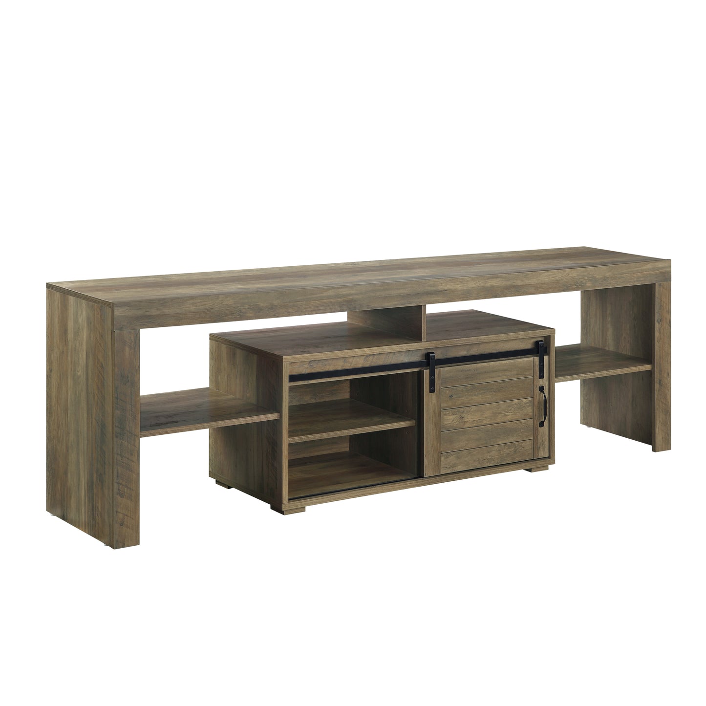 Wasim Rustic Oak TV Stand with Sliding Barn Doors