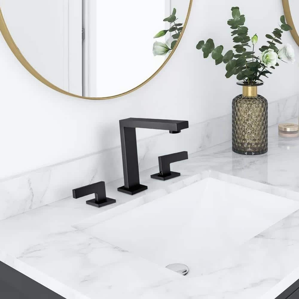 Matte Black Widespread Bathroom Faucet with Double Handles