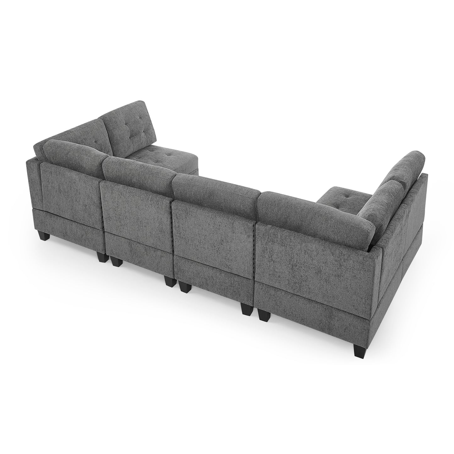 Modular Sectional Sofa Set with Moveable Pieces - Grey Chenille