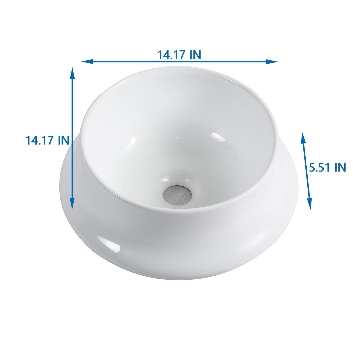 Vessel Bathroom Sink Basin in White Ceramic