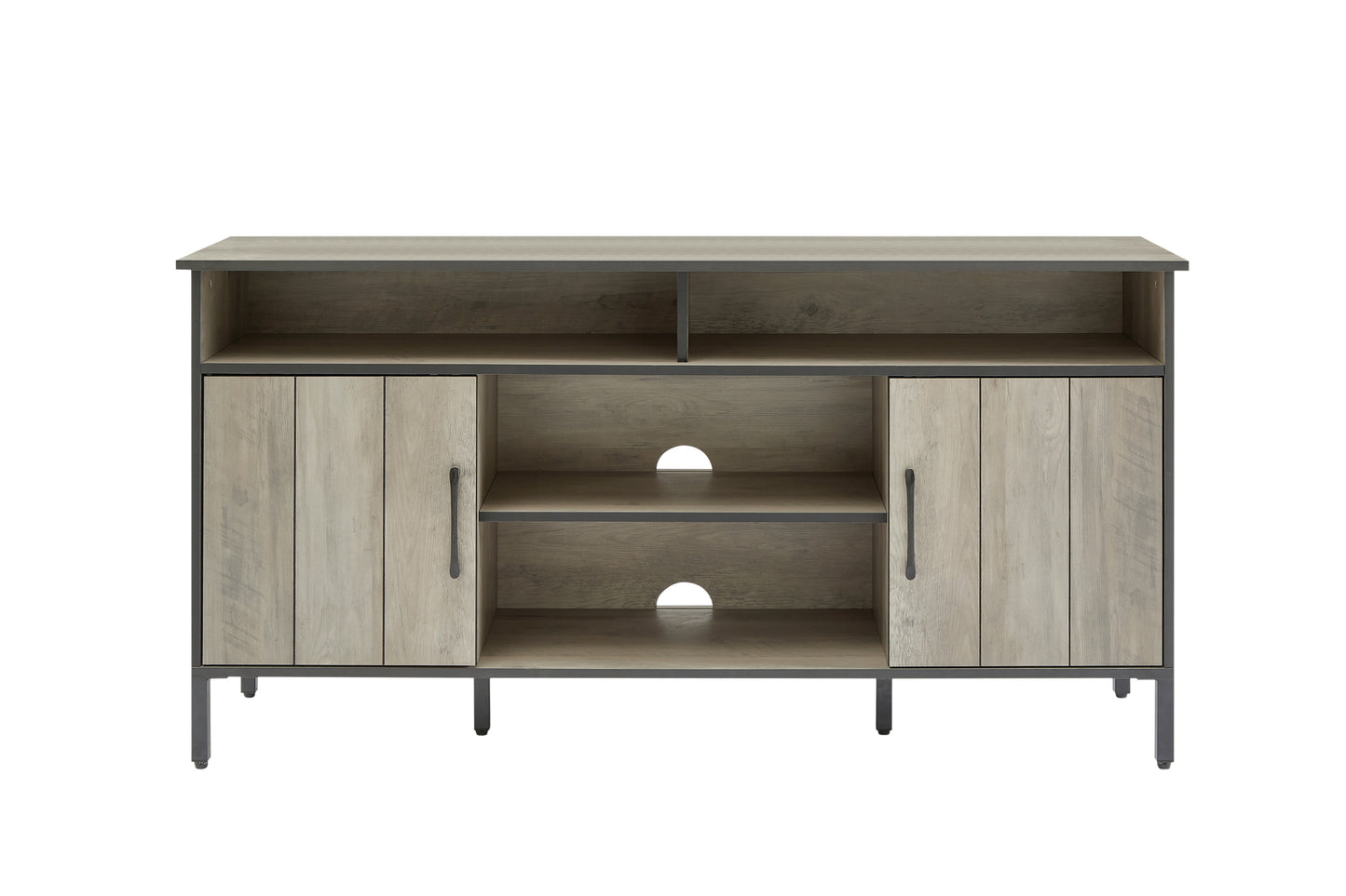 58-Inch Rustic Gray TV Stand and Media Entertainment Center Console with Ample Storage and Adjustable Dividers