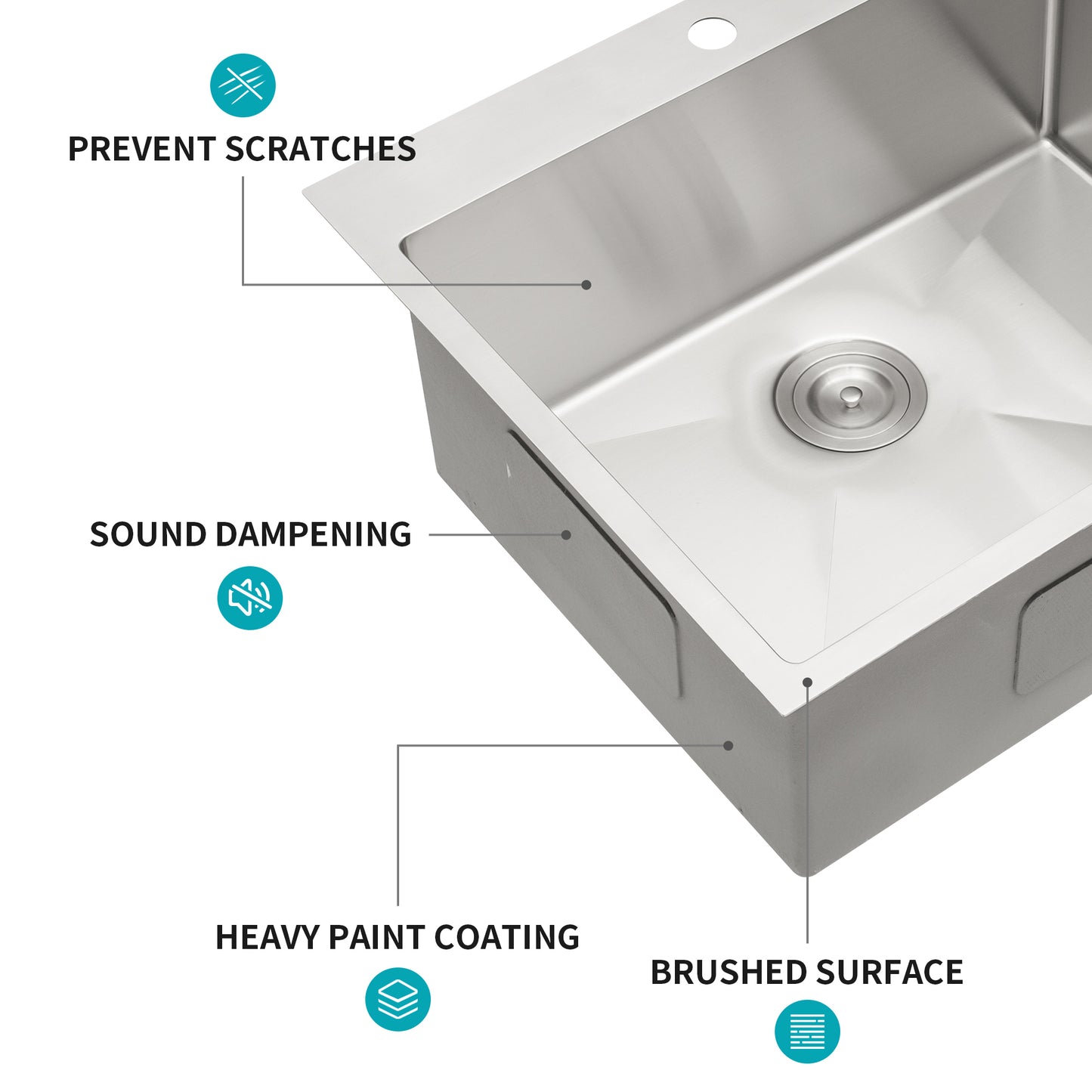 Single Bowl Stainless Steel Kitchen Sink with Enhanced Drainage Formula & Premium Accessories