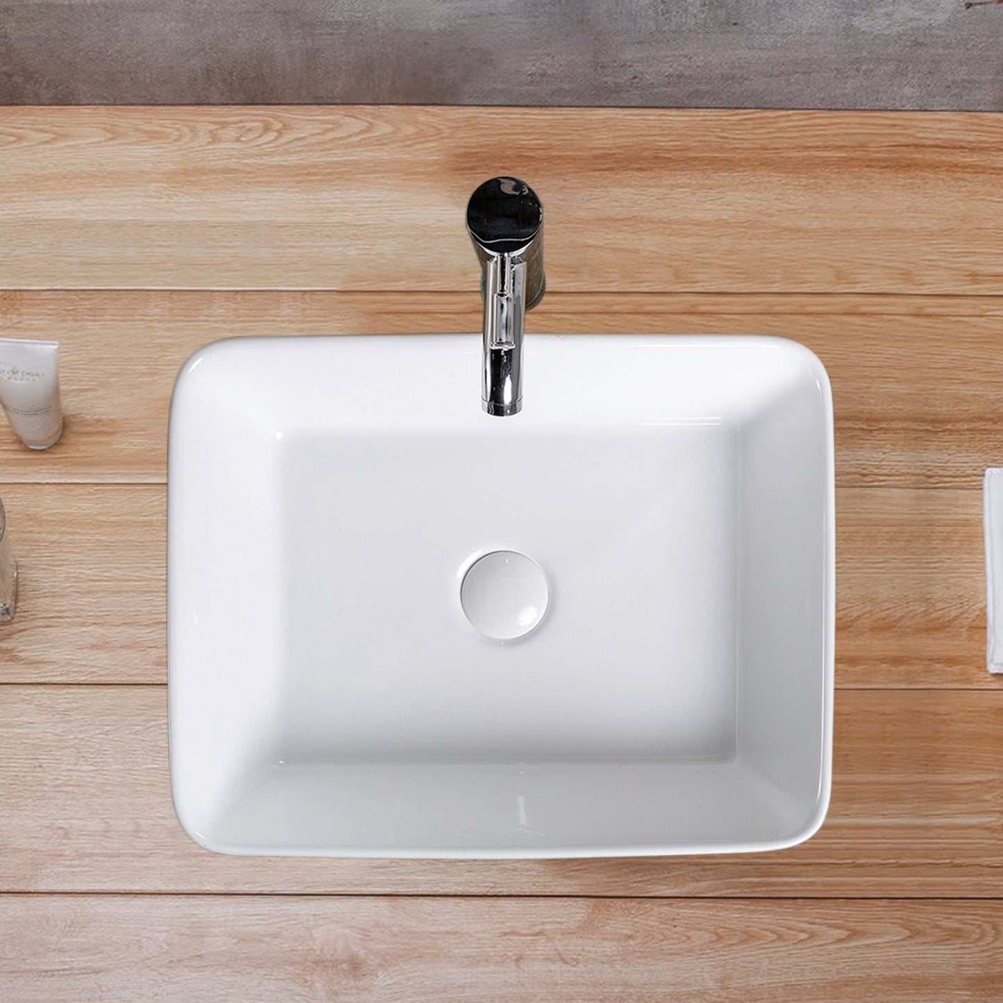 Vessel Bathroom Sink Basin in White Ceramic