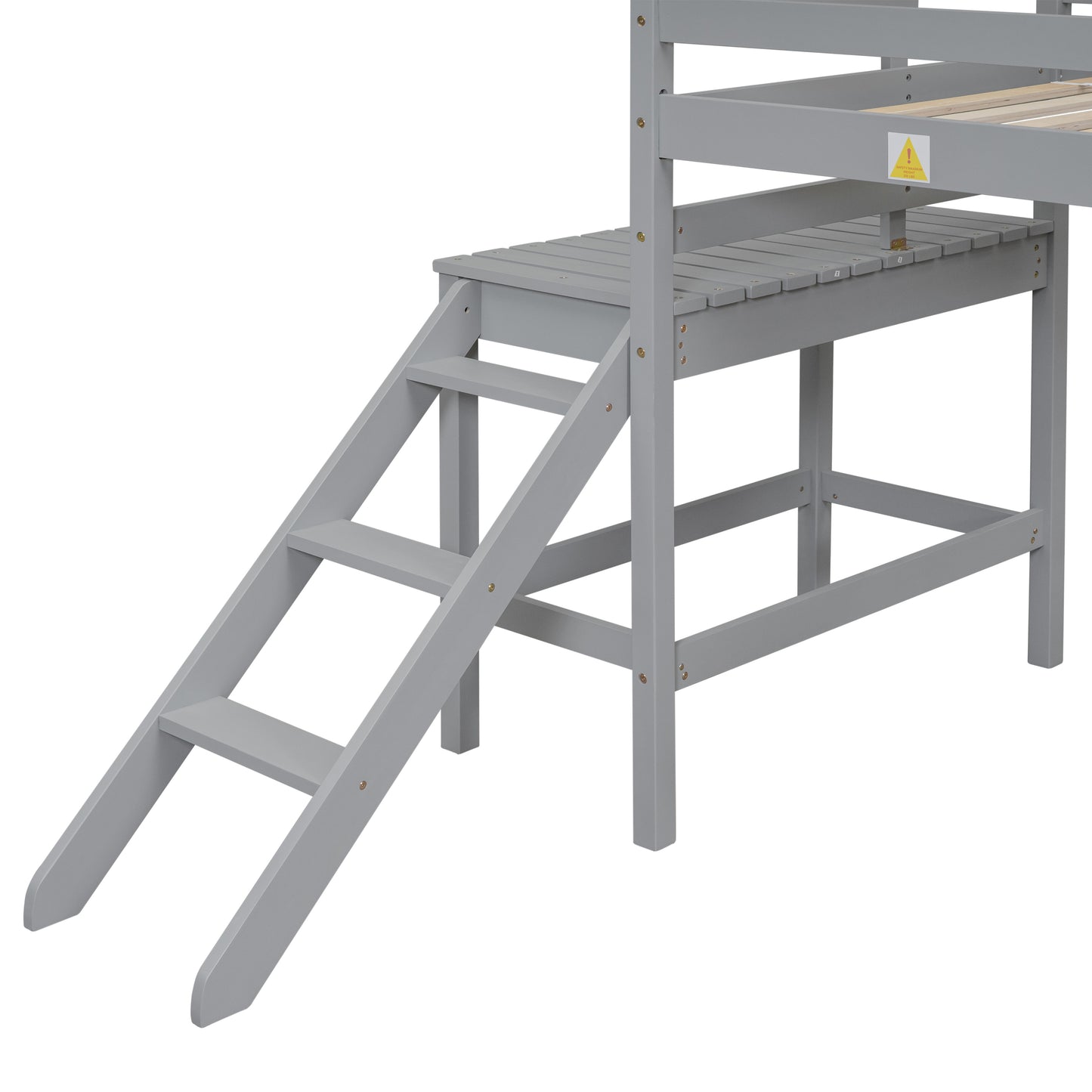 Twin Loft Bed with Platform,ladder,Grey