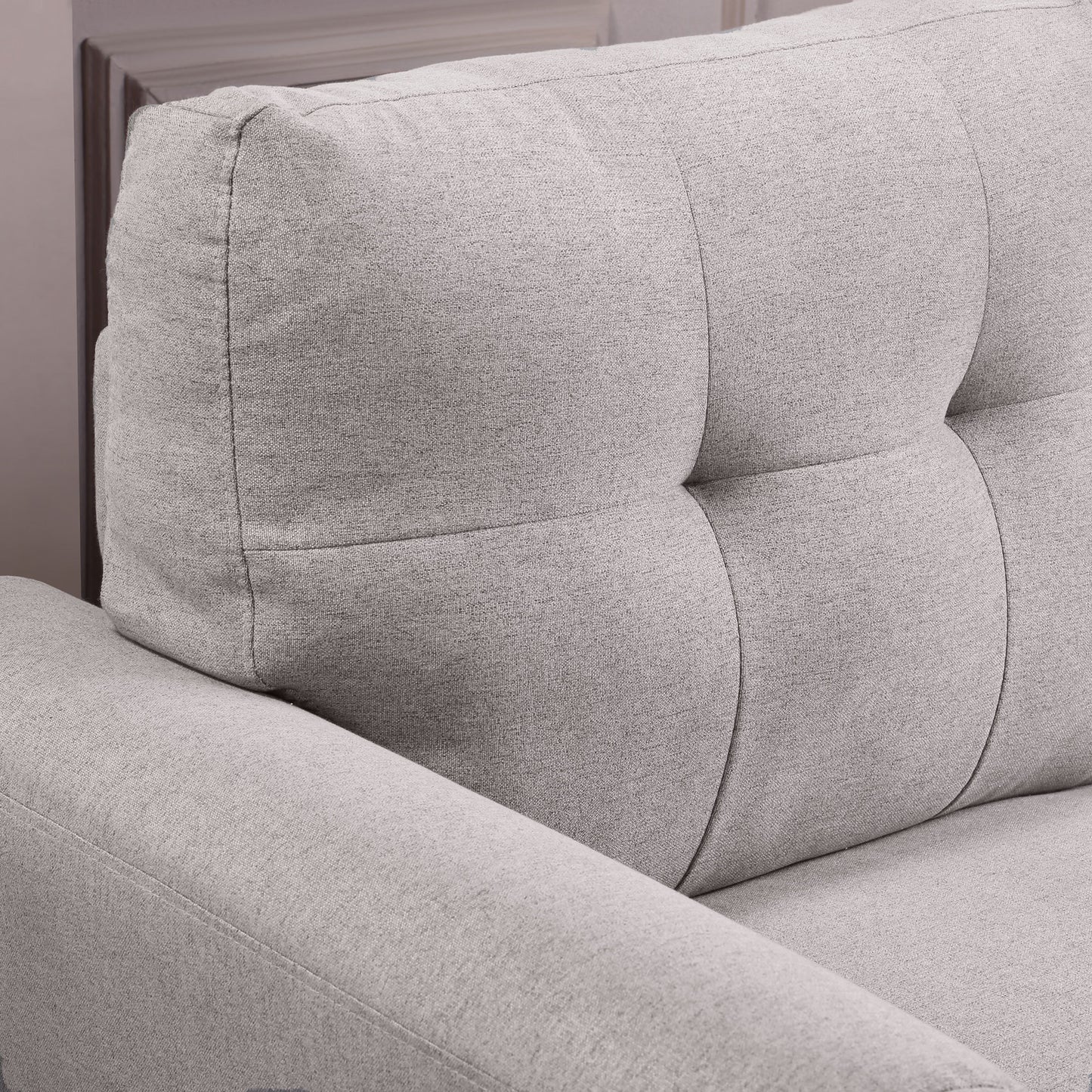 57.5-Inch Light Grey Modern Loveseat with Linen Upholstery