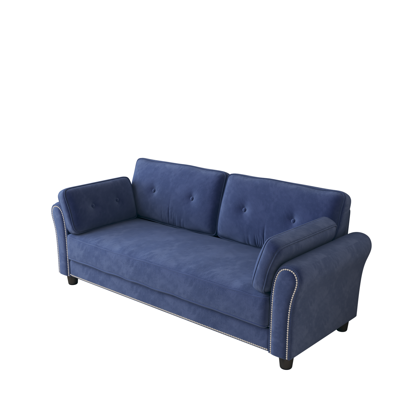 2067 Velvet Upholstered Sofa with Nail Head Trim and Button Back Design