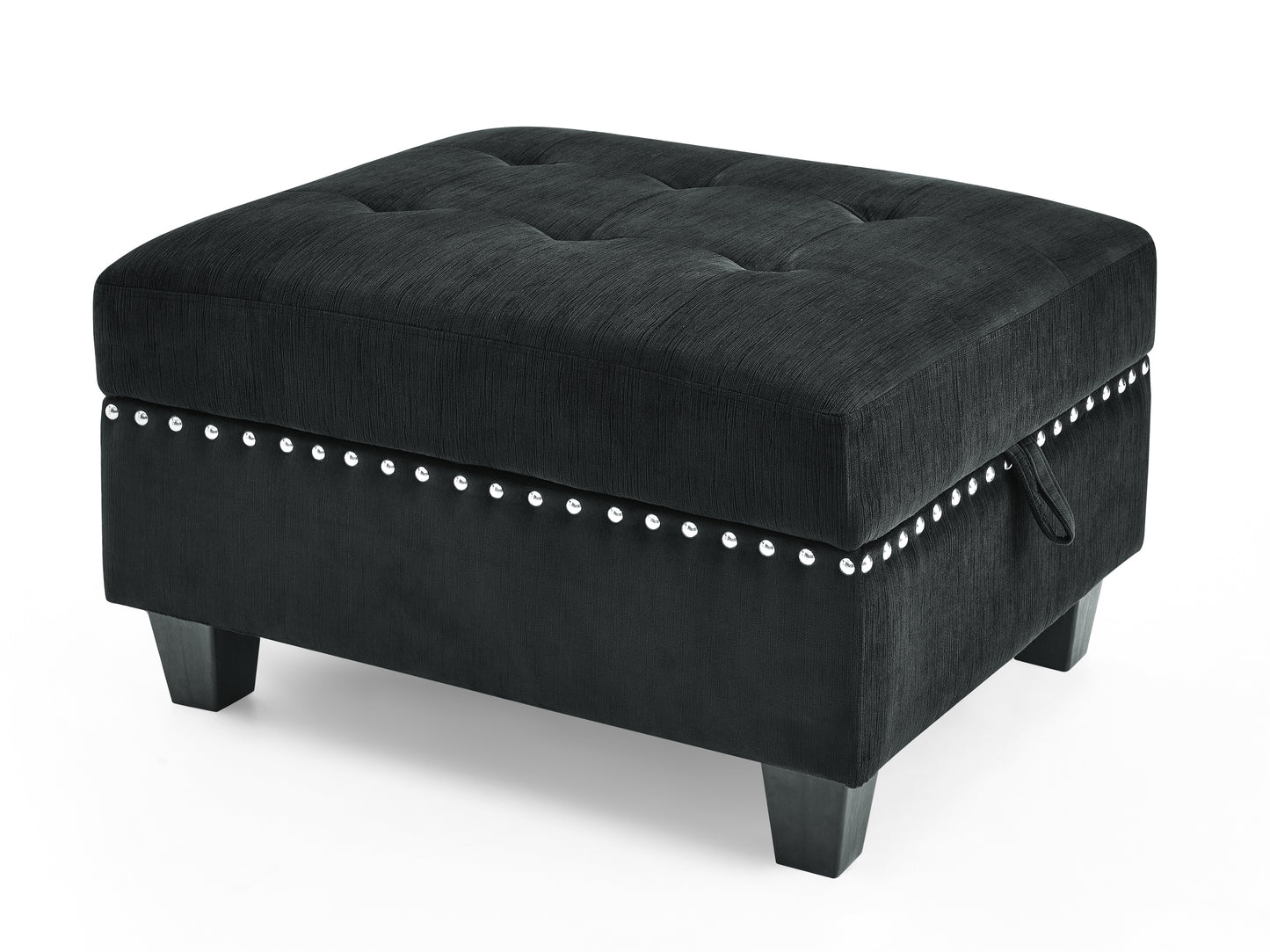 Customizable Black Velvet Modular Sectional Sofa with Bonus Storage and Copper Accents