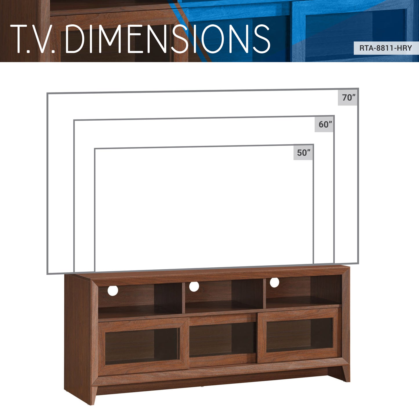 Hickory Modern TV Stand with Storage for 60 TVs