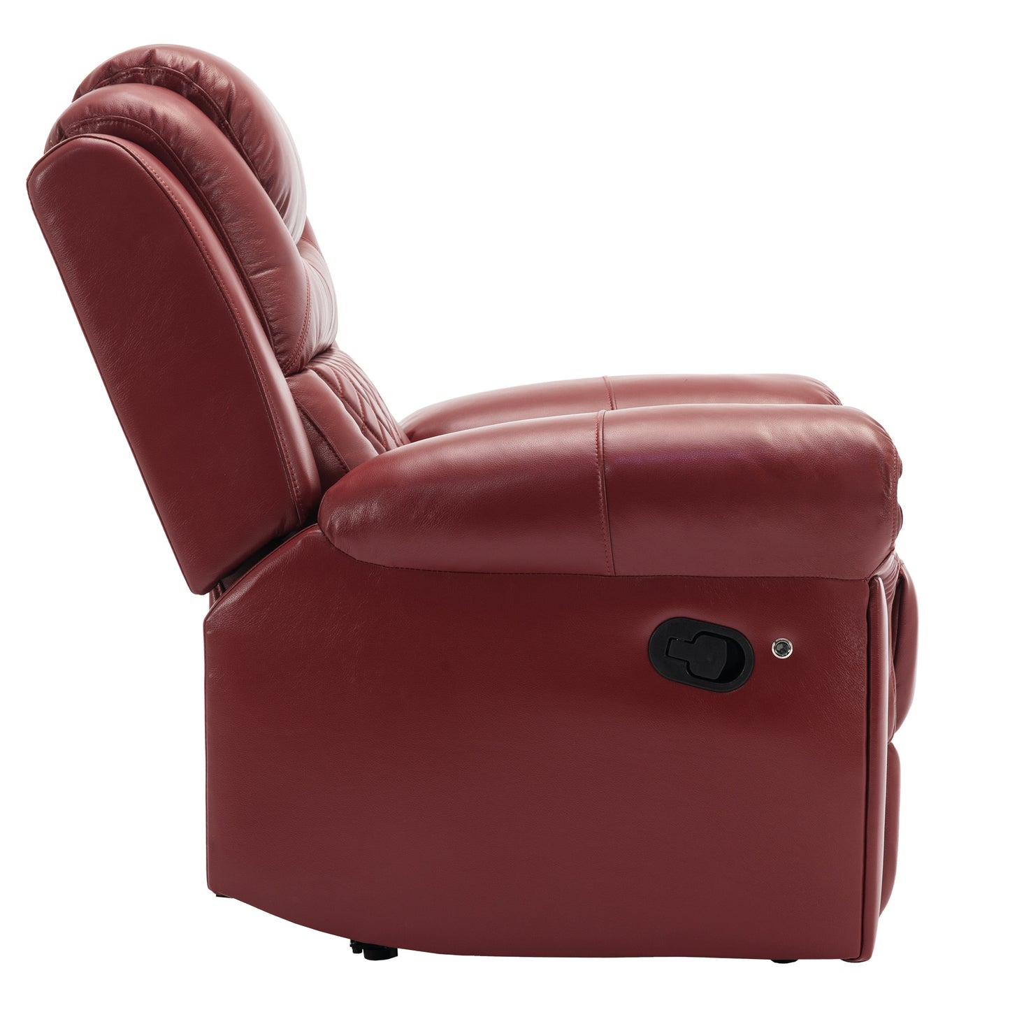 Luxurious LED-Lit Red Leather Manual Recliner Chair for Home Theater