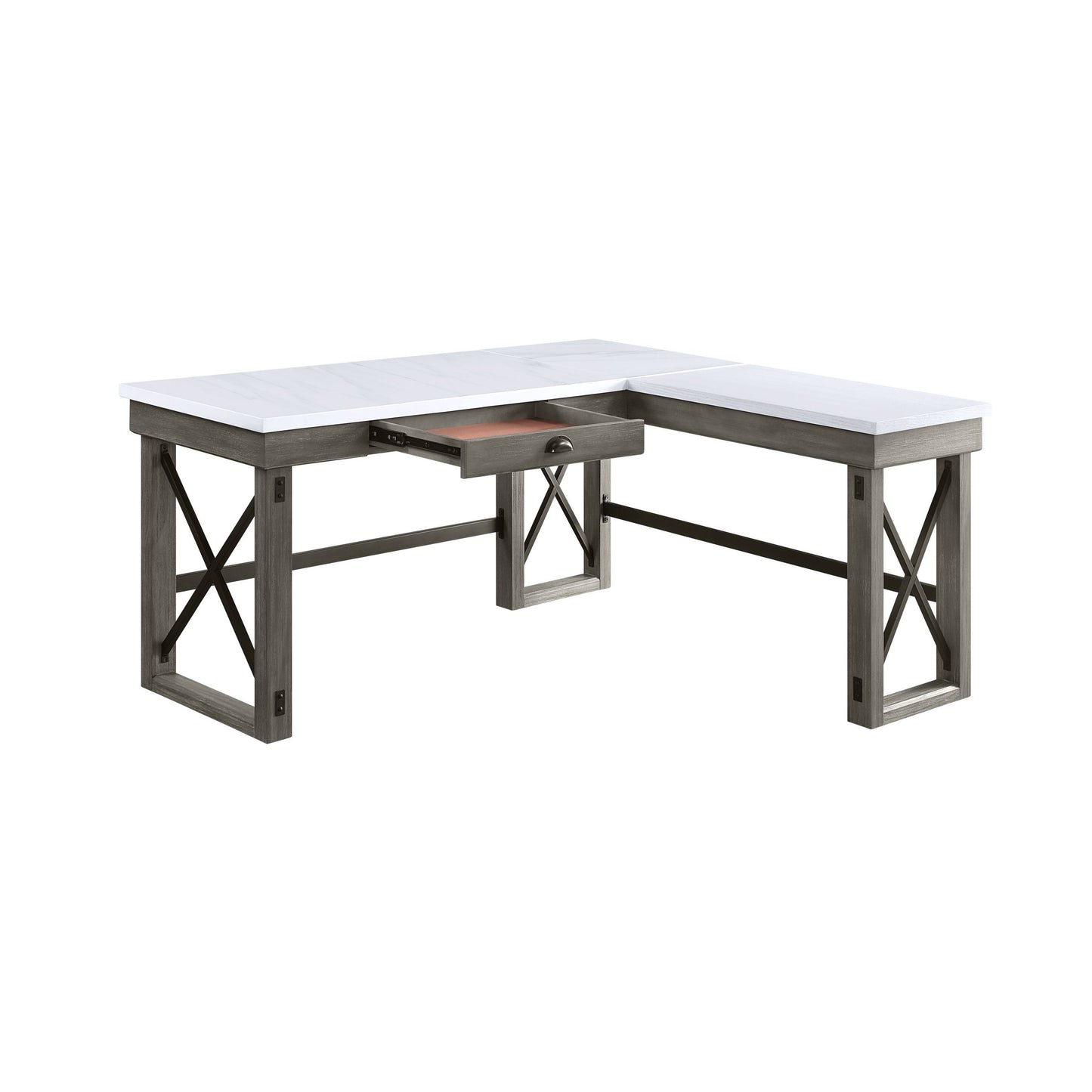 Sophisticated Marble Top Writing Desk with Lift Function and Timeless Gray Finish