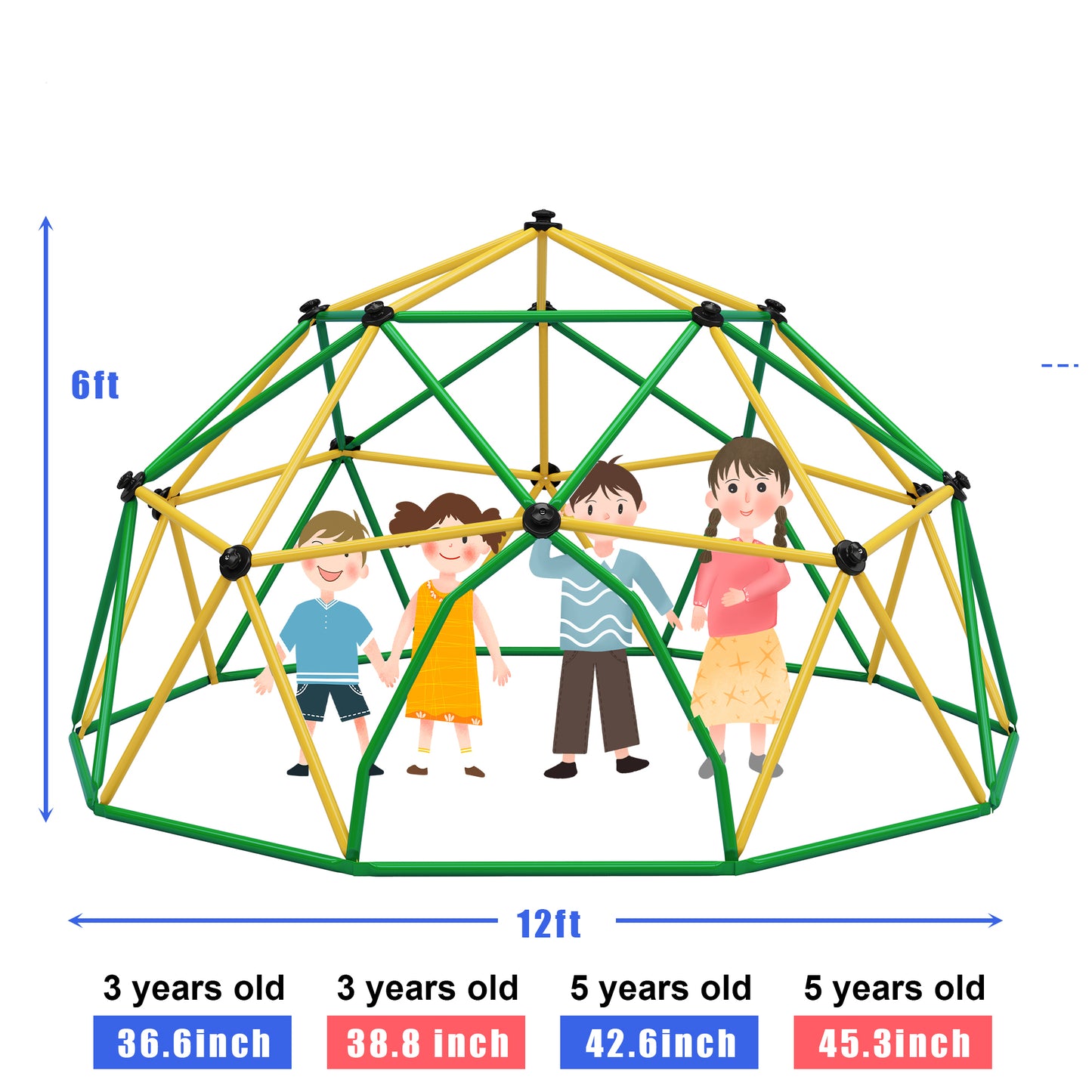 Colorful 12ft Kids Playground Climbing Dome