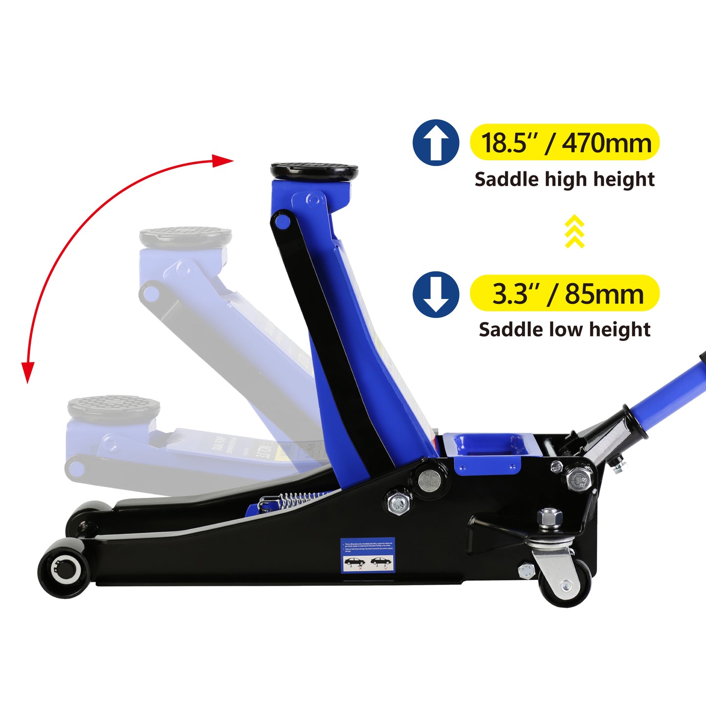 Hydraulic Racing Floor Jack 3 Ton (6600 lb) Capacity, Dual Piston Pump, Blue, Lifting Range 3.3-18.5