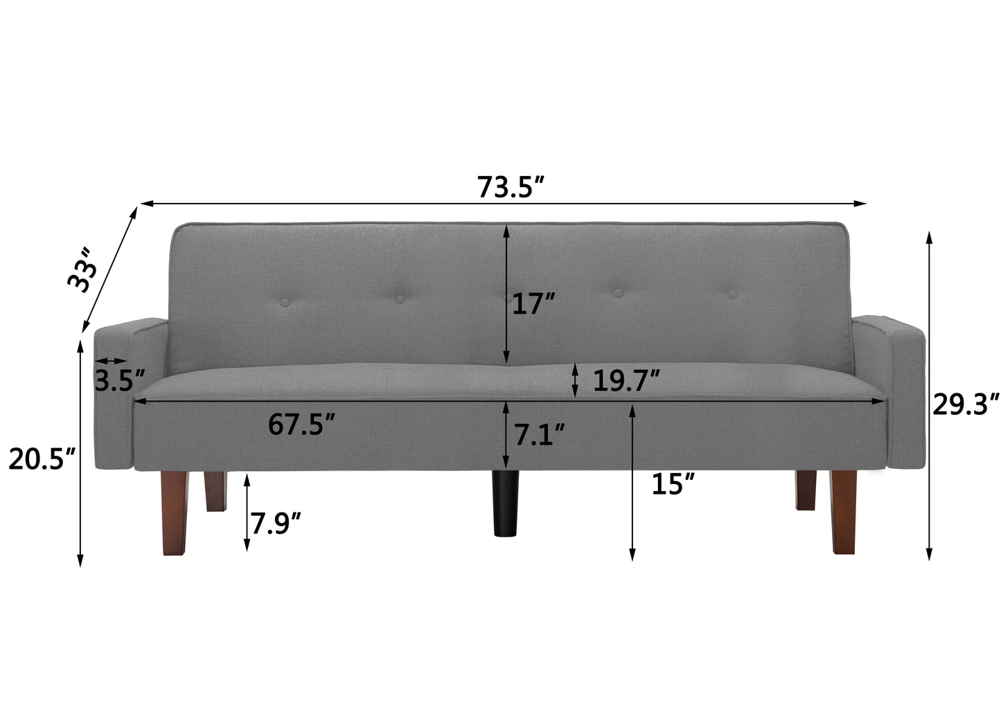 Contemporary Light Grey Sofa Bed for Small Spaces