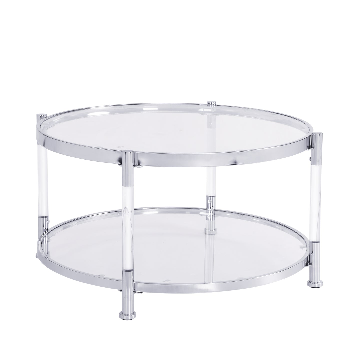 Contemporary Glass and Chrome Coffee Table with Acrylic Legs