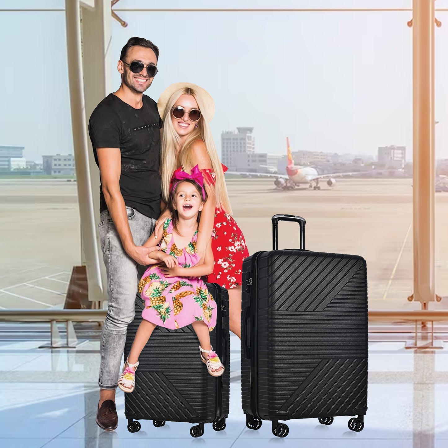 Hardshell Luggage Sets 3 Piece double spinner 8 wheels Suitcase with TSA Lock Lightweight 20''24''28''