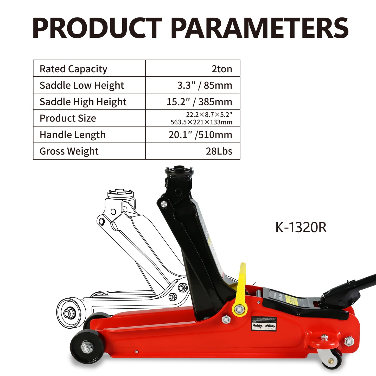 2 Ton Low Profile Hydraulic Racing Floor Jack