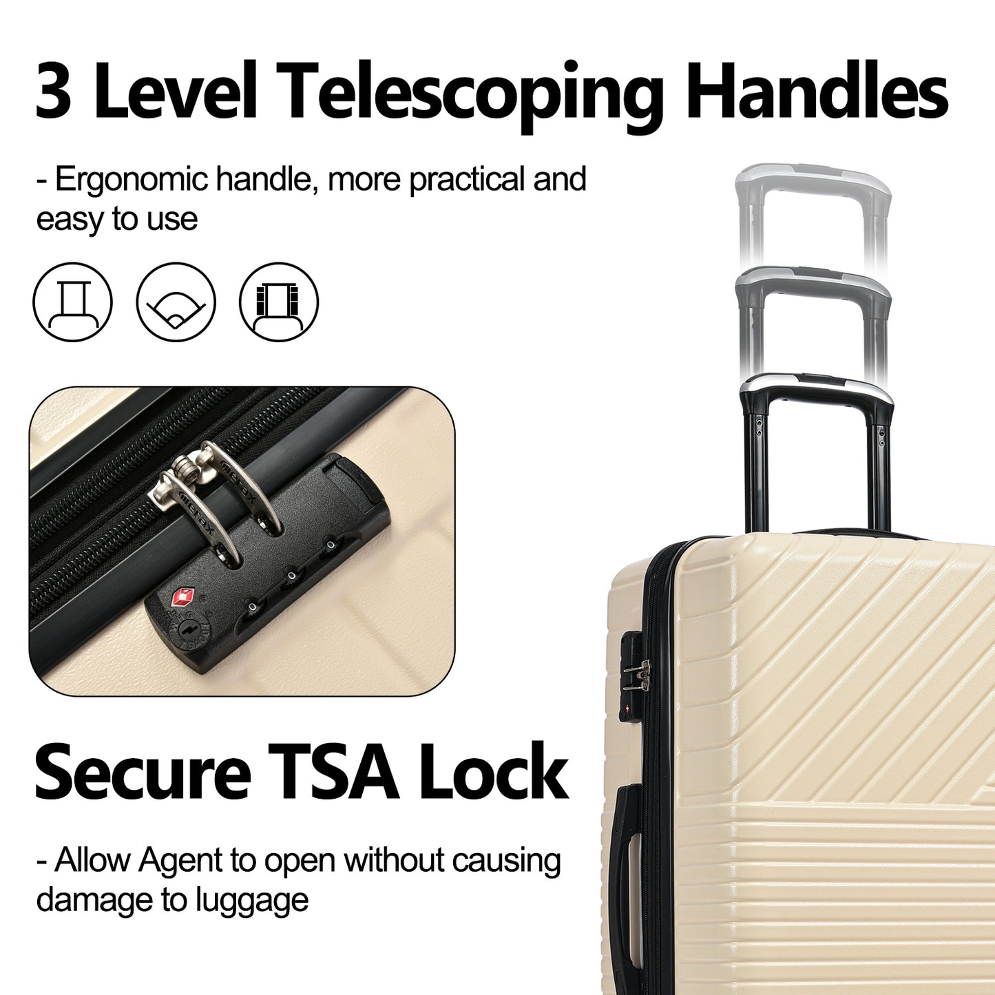 Hardshell Luggage Sets 3 Piece double spinner 8 wheels Suitcase with TSA Lock Lightweight 20''24''28''