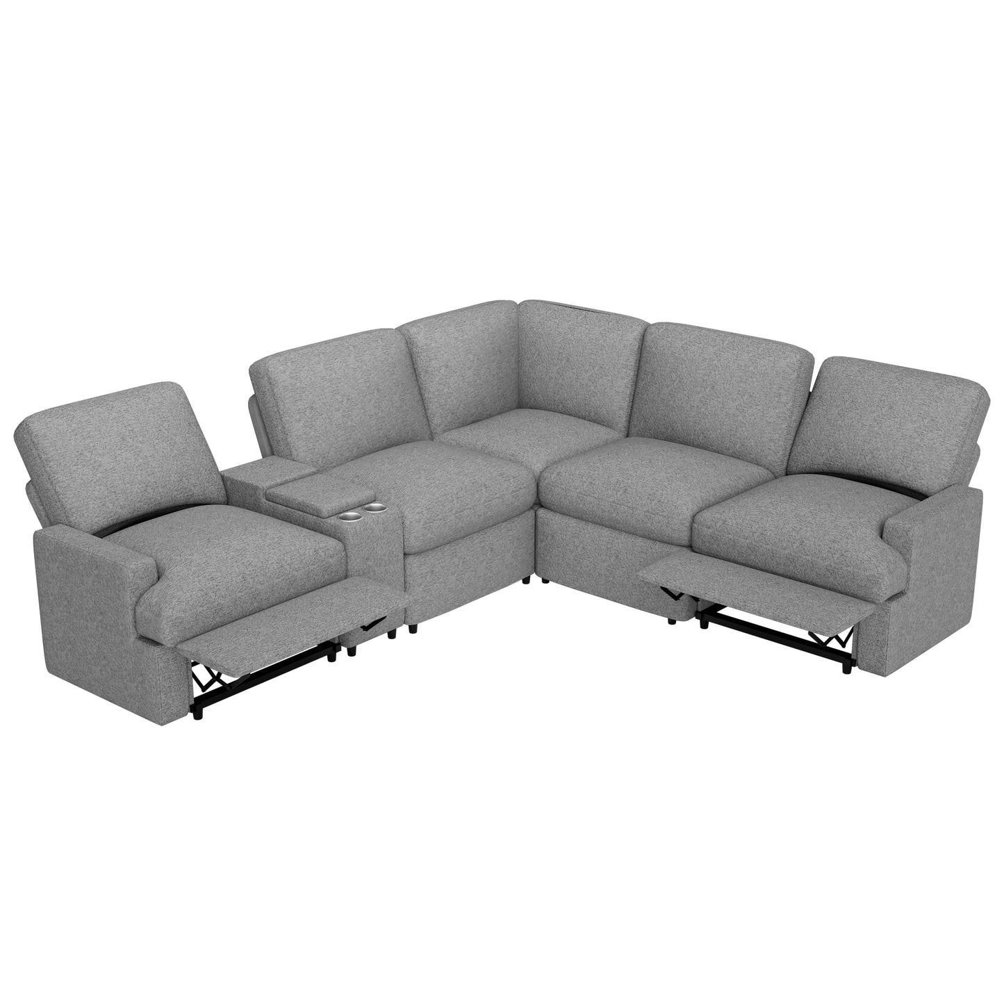 104'' Grey Home Theater Reclining Sofa with USB Ports