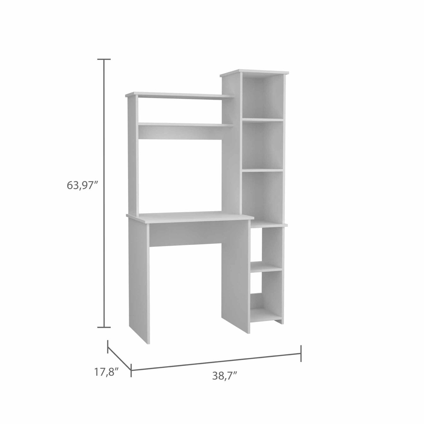 White Marston Writing Desk with Integrated Bookshelf