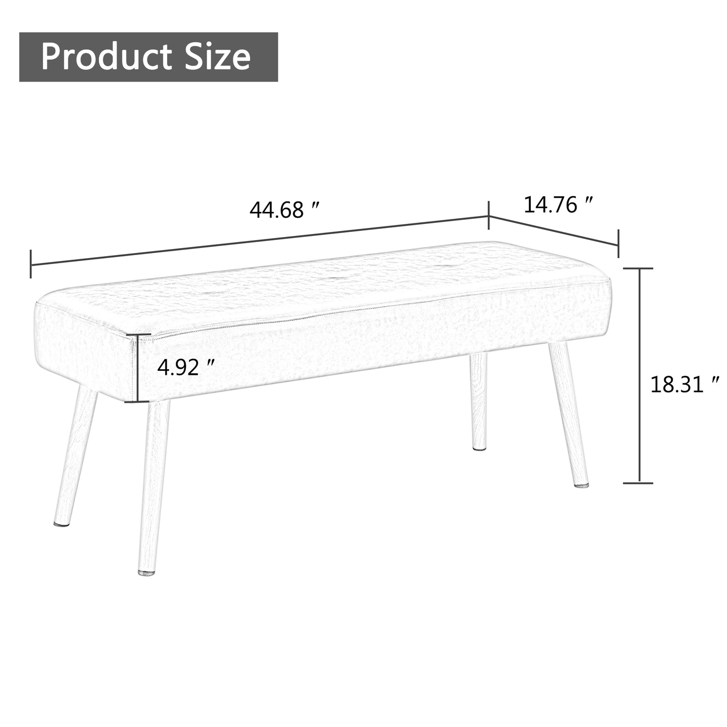 PU Upholstered Bench With Metal Legs .Shoe Changing Bench Sofa Bench Dining Chair .for to Bedroom Fitting Room, Store, Dining Room and Living Room.BrownST-004-BR