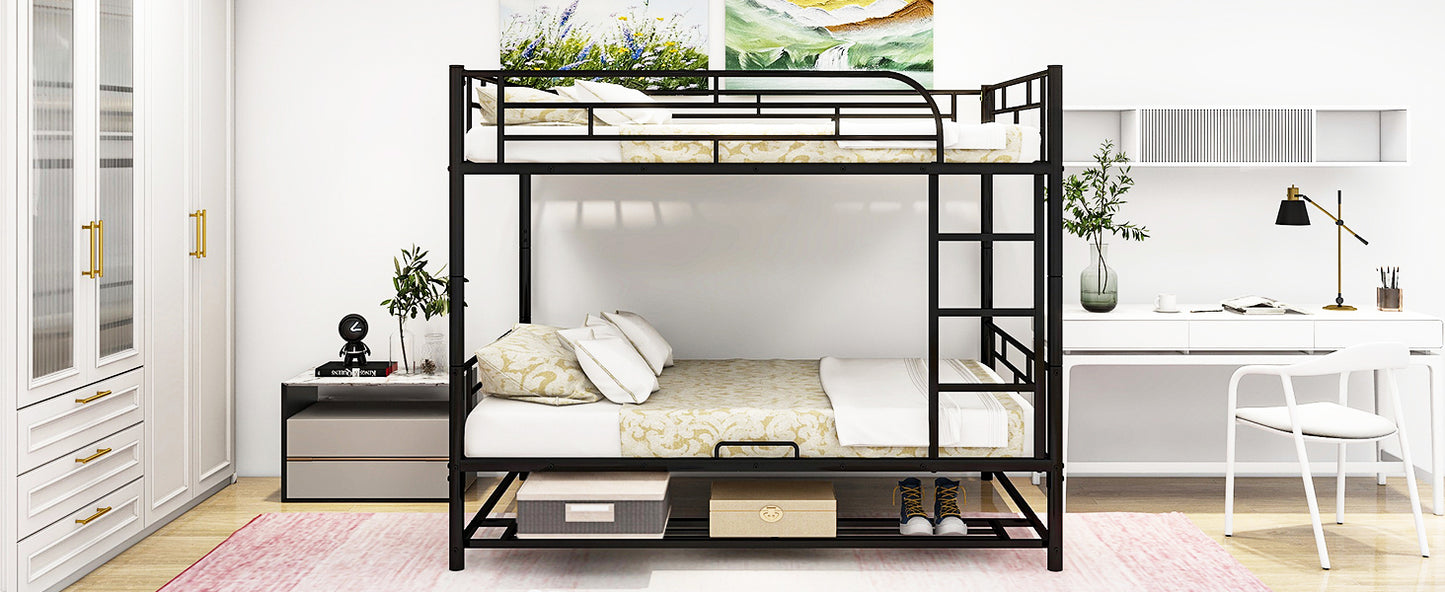 Full Metal Bunk Bed with Shelf and Guardrails for Enhanced Space-saving