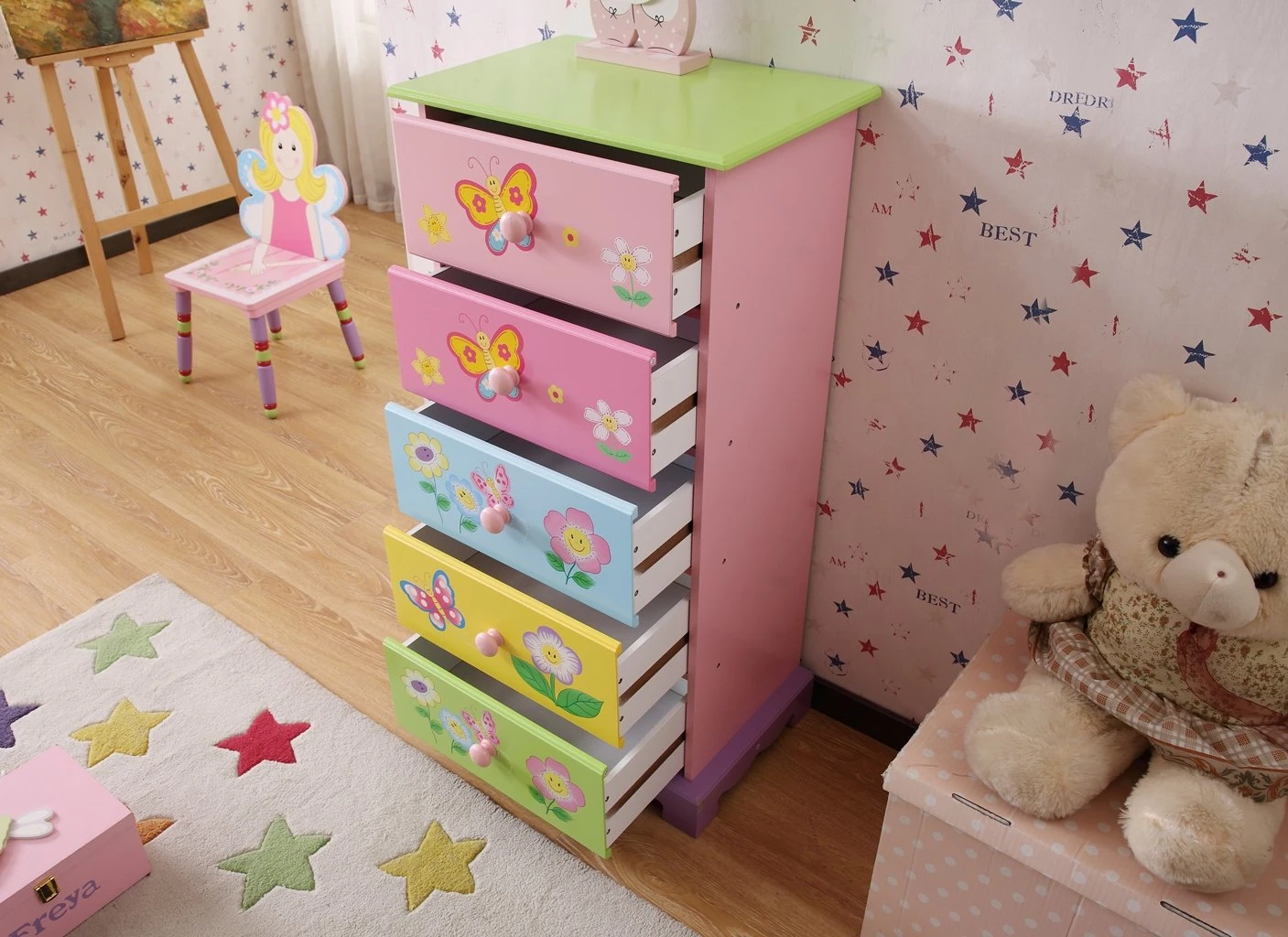 Kids Funnel Olivia the Fairy 5 Drawer Tallboy Unit