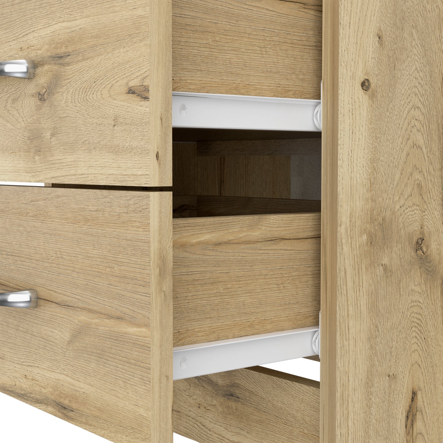 Nightstand Olienza, Two Drawers, One Shelf, Light Oak Finish