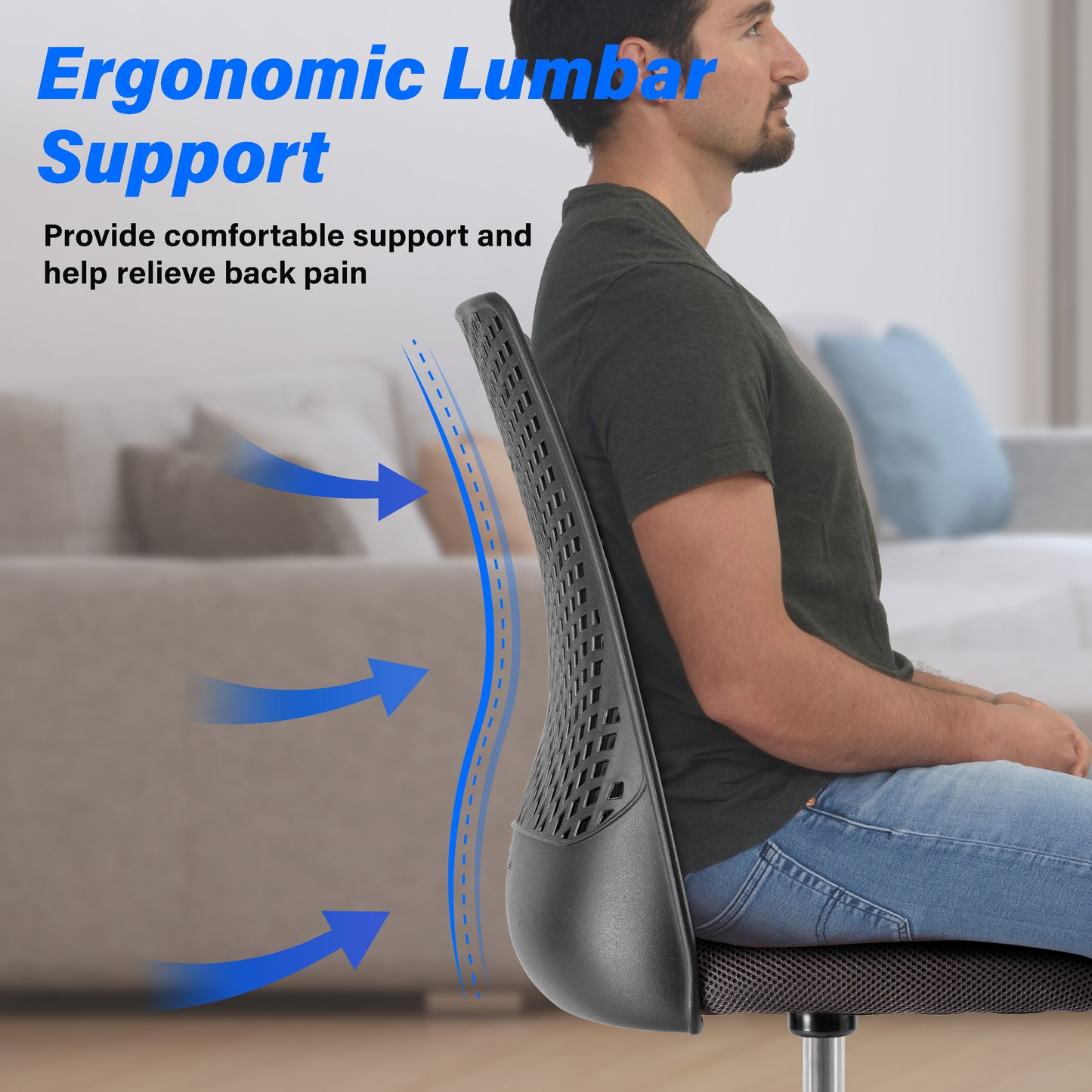 Ergonomic Office and Home Chair with Supportive Cushioning, Black & Gray