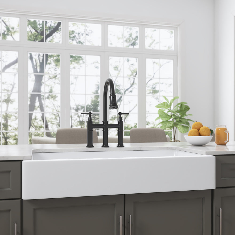 White Ceramic Undermount Apron Front Kitchen Sink