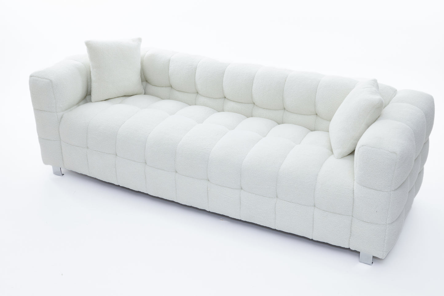 Beige White Sofa with Two Pillows, 81 Inches - Perfect for Living Room and Bedroom