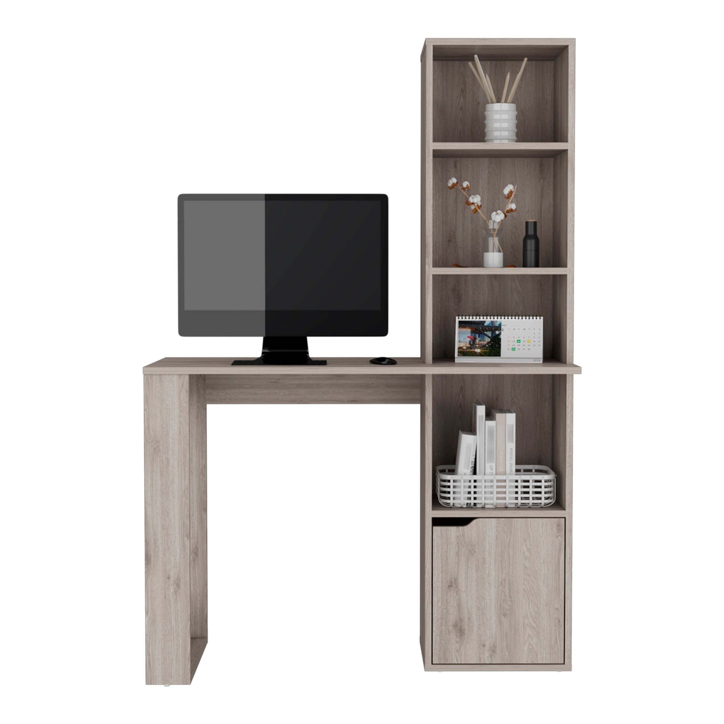 Ripley Writing Desk with Bookcase and Cabinet in Light Gray by DEPOT E-SHOP