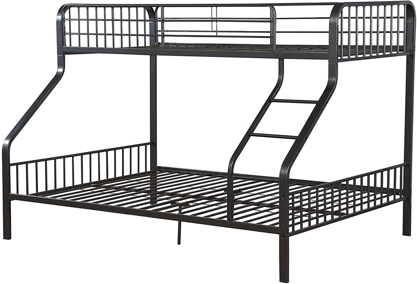 Caius Twin XL/Queen Metal Bunk Bed in Gunmetal Finish with 37605 Dimensions