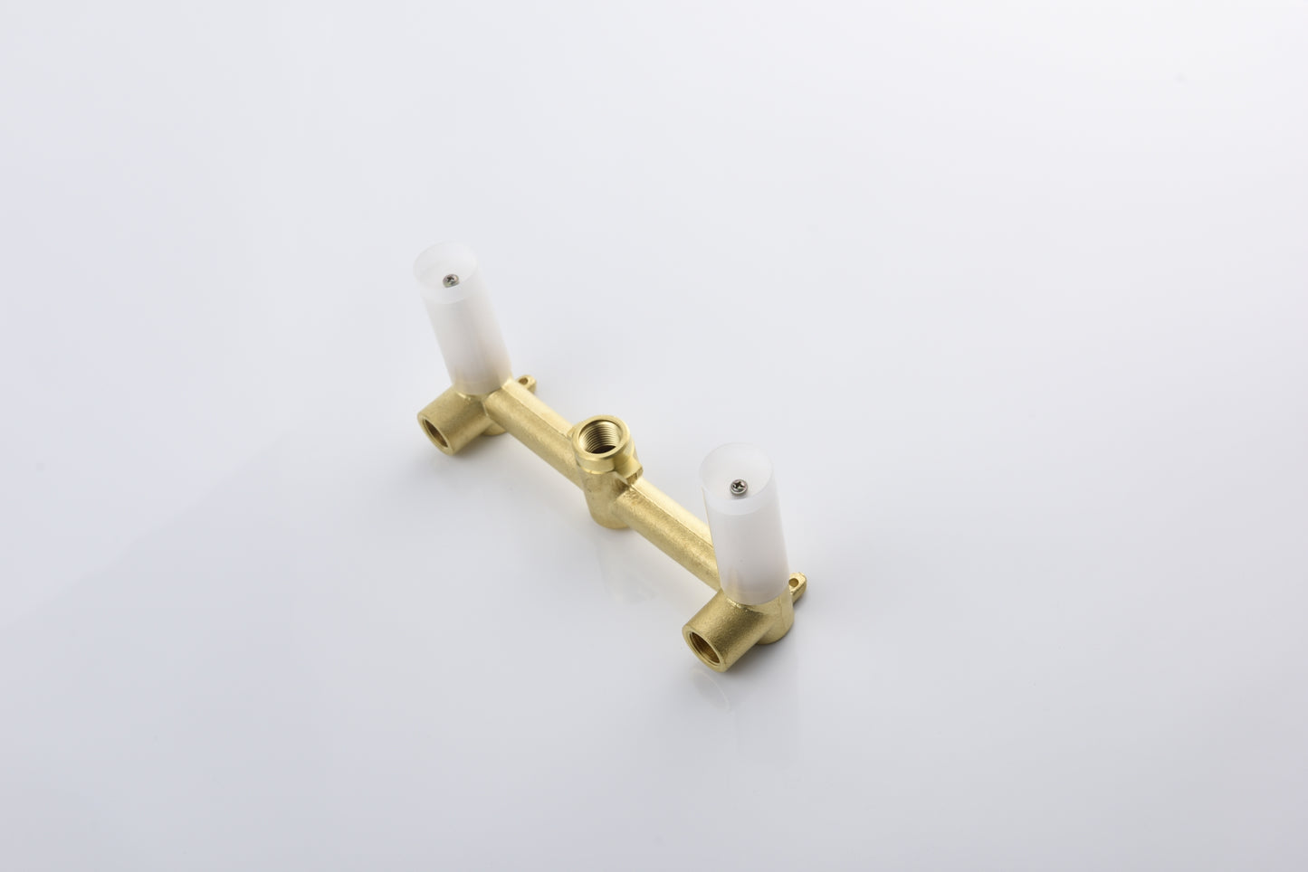 Golden Cross-Handle Wall Mounted Brass Bathroom Faucet