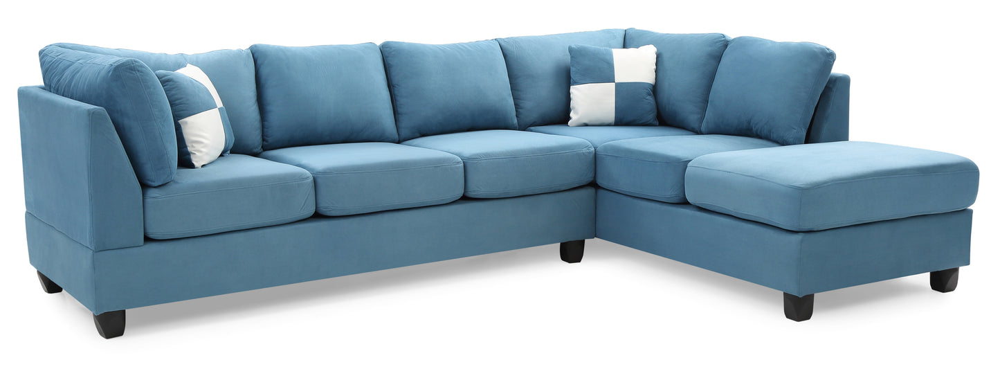 Malone G638B-SC Sectional in Aqua Blue Microfiber