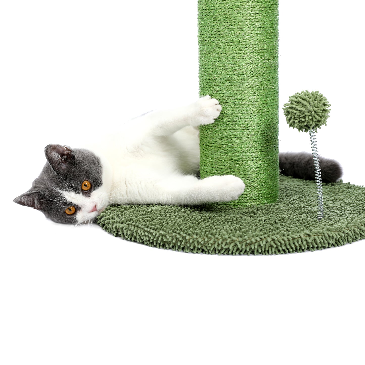 Large Cactus Cat Scratching Post with Natural Sisal Ropes, Cat Scratcher for Cats and Kittens Green