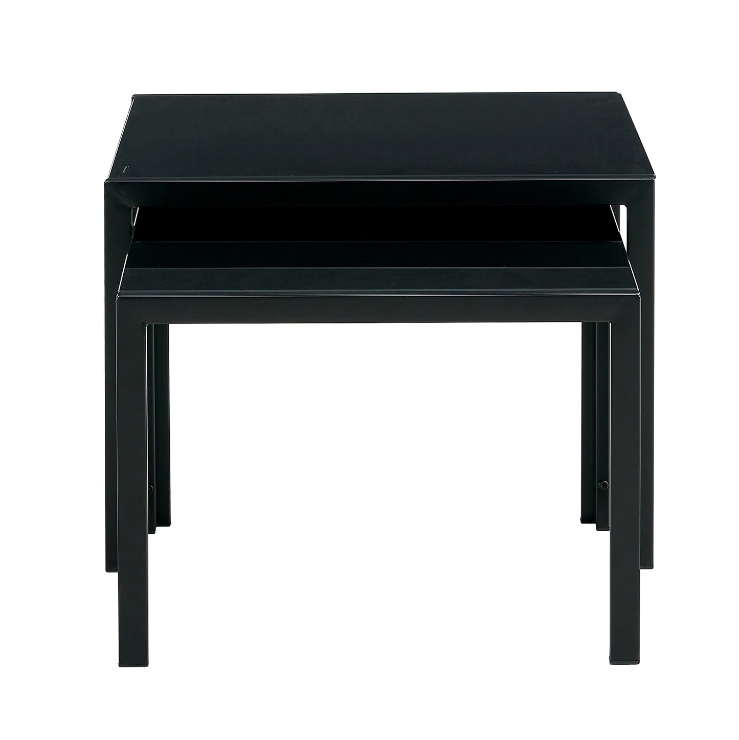 Black Nesting Coffee Table Set with Tempered Glass Finish for Modern Living Rooms