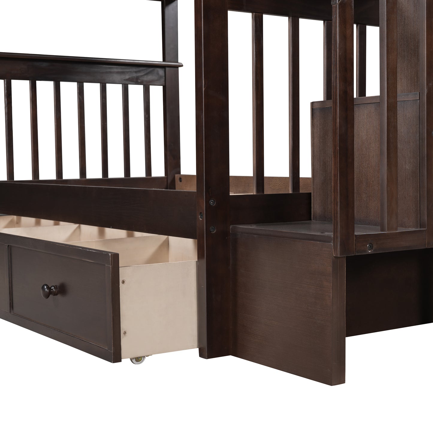 Staircase Twin Bunk Bed with Storage Drawers - Espresso