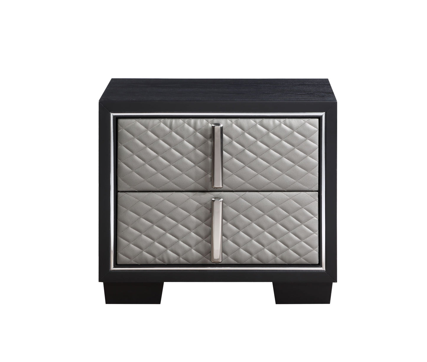 Nicola NIGHTSTAND Silver PU & Black Finish BD01428