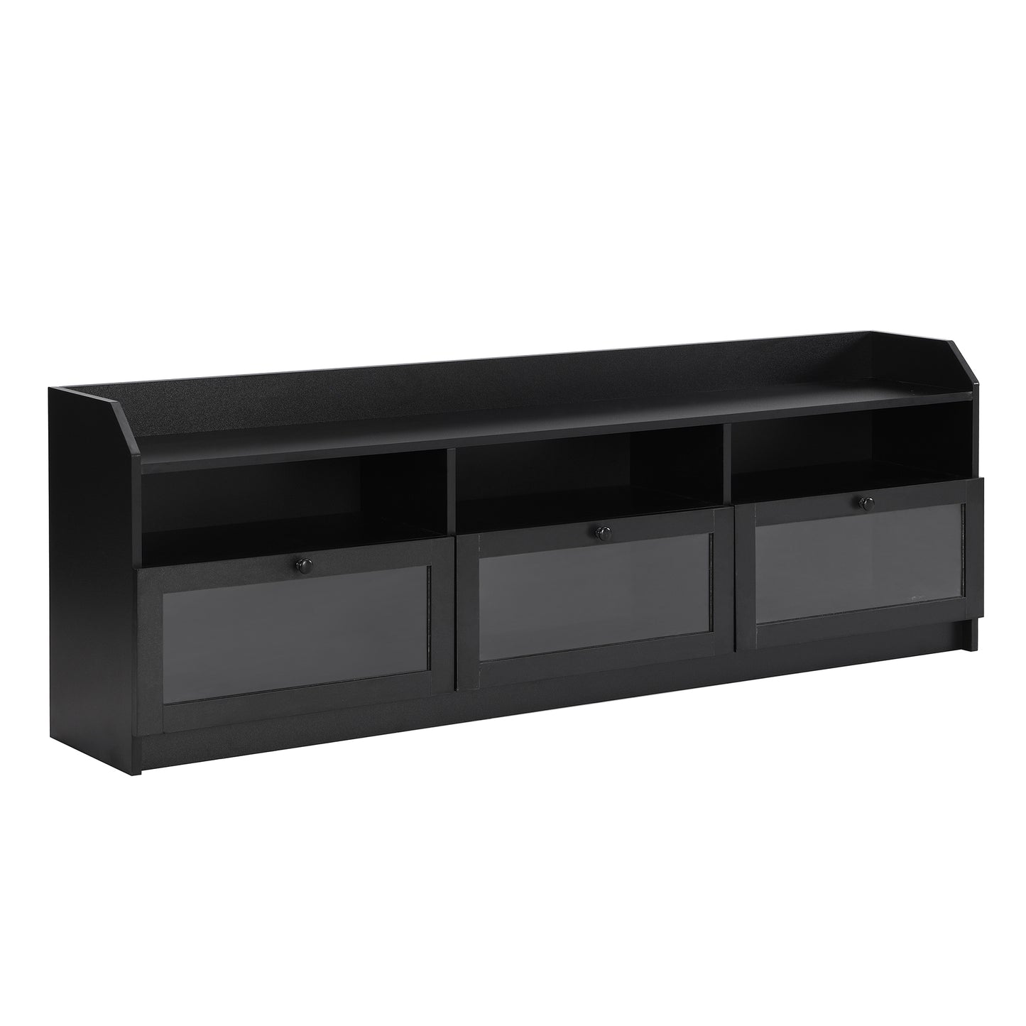 Sophisticated Black TV Stand with Acrylic Board Door and Generous Storage Space for TVs Up to 65