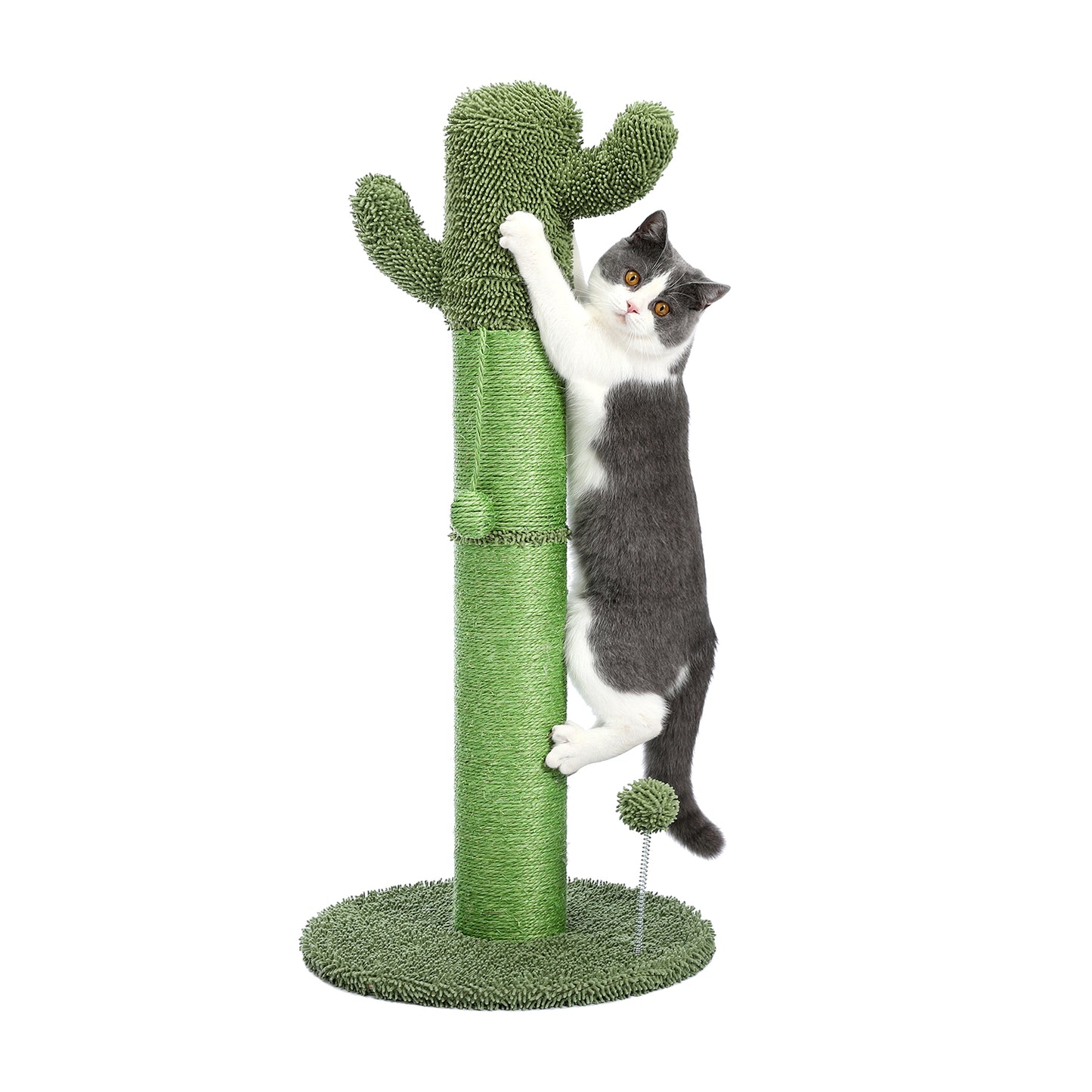 Large Cactus Cat Scratching Post with Natural Sisal Ropes, Cat Scratcher for Cats and Kittens Green