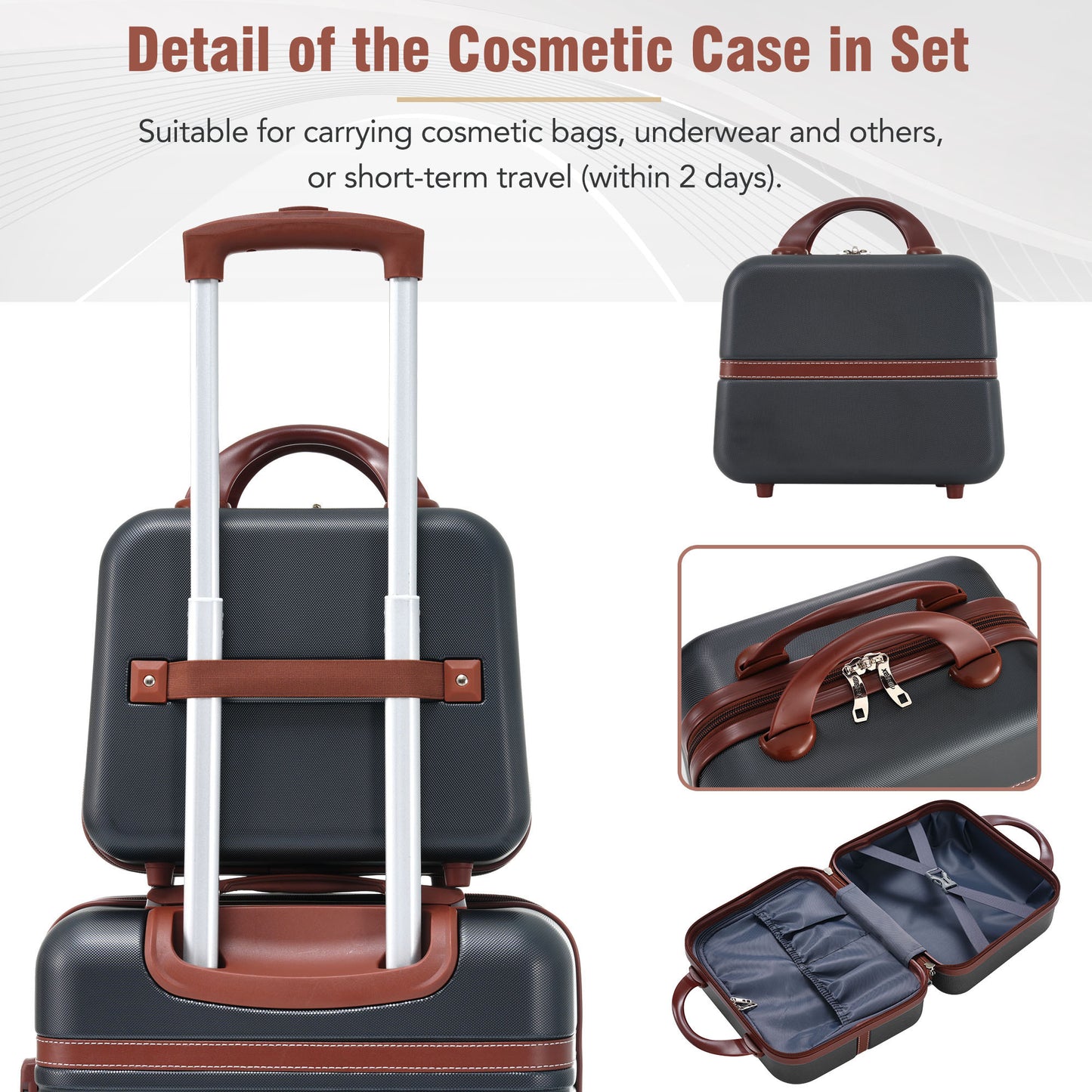 Hardshell Luggage Sets 4 Pieces 20"+24"+28" Luggages and Cosmetic Case Spinner Suitcase with TSA Lock  Lightweight