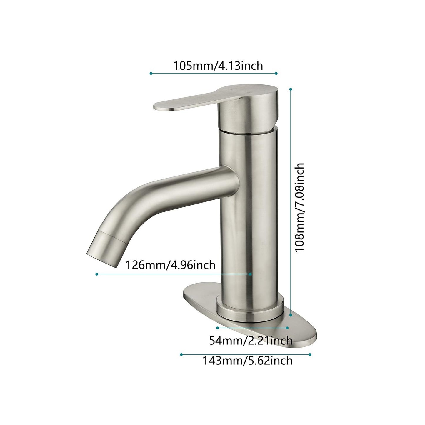 Premium Stainless Steel Bathroom Sink Faucet with Single Lever Control