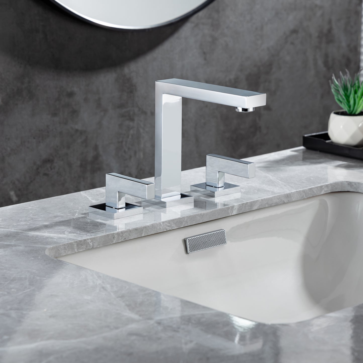 Modern Square Brushed Chrome Bathroom Faucet for Sink - Brass 2 Handle Lavatory RV Faucet