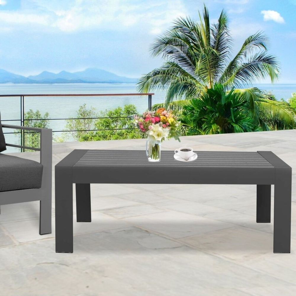 Outdoor Aluminum Rectangle Coffee Table with Grey Finish