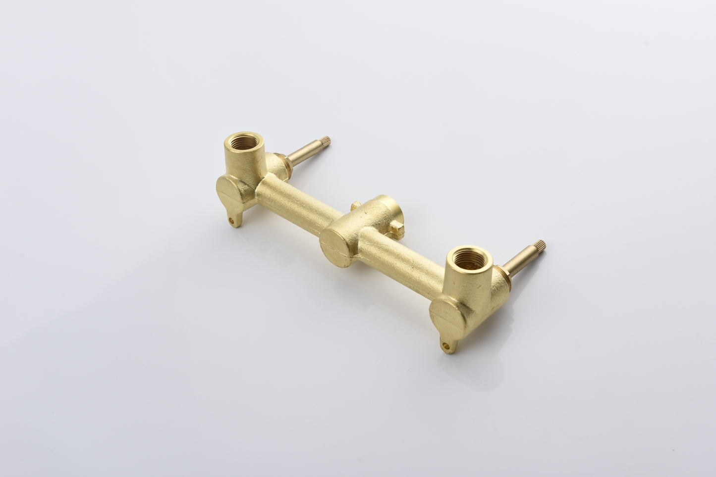 Golden Cross-Handle Wall Mounted Brass Bathroom Faucet